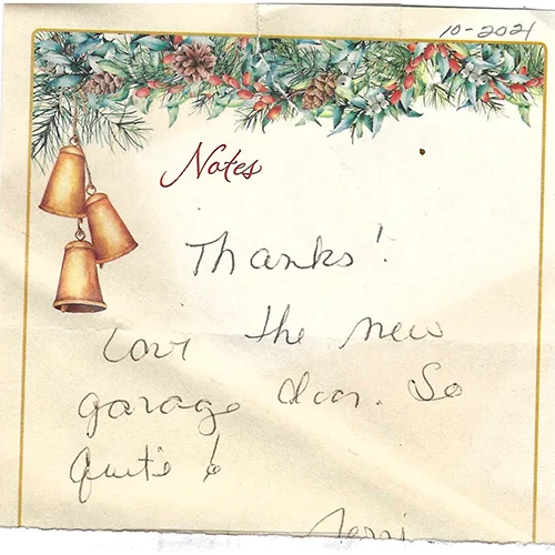 Handwritten customer thank-you note 7