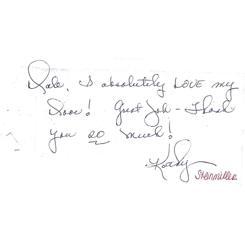 Handwritten customer thank-you note 8