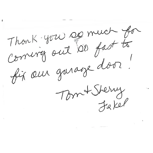 Handwritten customer thank-you note 16